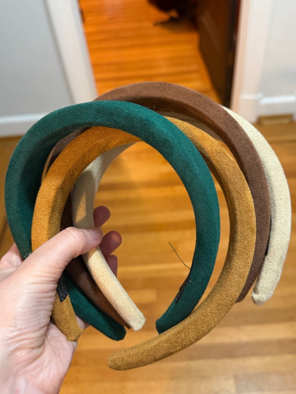 Padded Headband Set - Green, Mustard, Brown, Cream